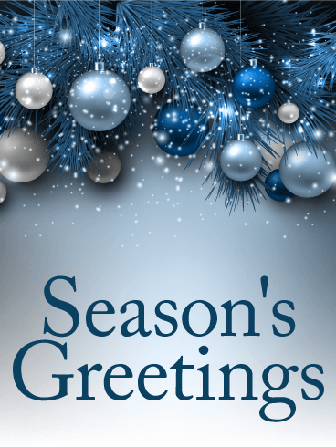 seasons greetings blue